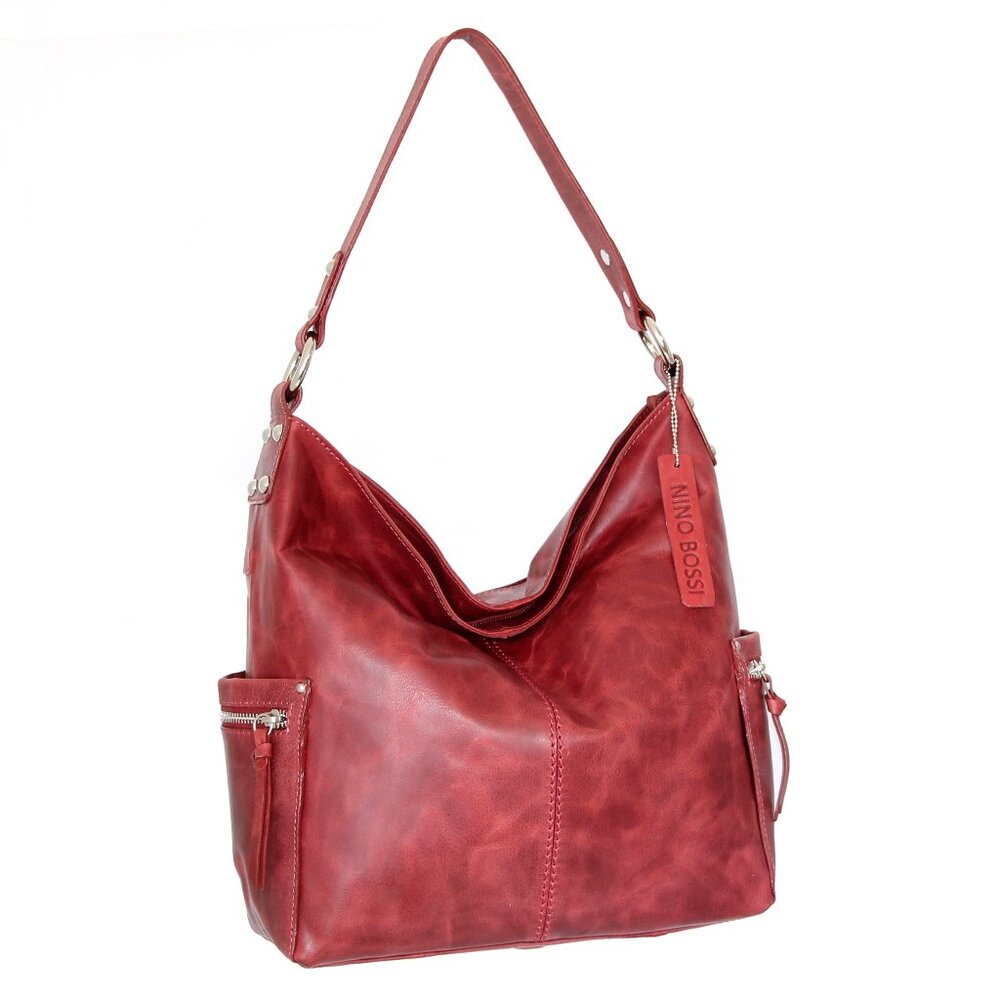 NWT - Nino Bossi Genuine Leather Handbag Cool Kyah Hobo | Red